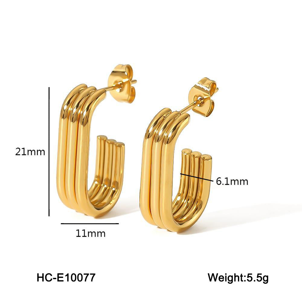 Geometric Stainless Steel Hypoallergenic Coil Earrings for Women with Plated Finish