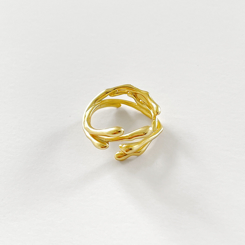 Anello placcato in argento sterling 925 con decorazioni floreali