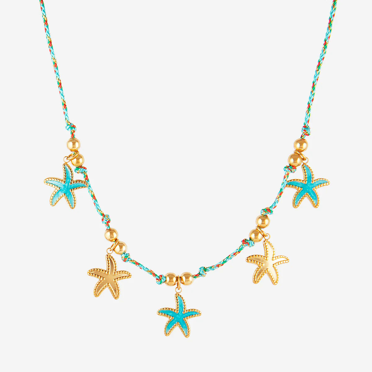 Fashion Unisex 18K Gold Plated Titanium Steel Necklace with Shell Starfish Whale Heart Pendants