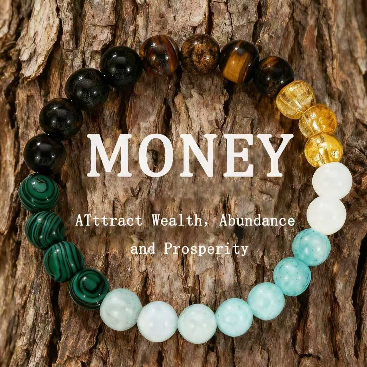 Natural Gemstone Geometric Round Beaded Bracelet Unisex