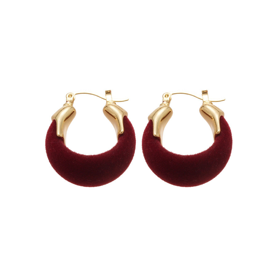 Vintage Flocked U-Shaped Geometric Earrings for Women with Plated Finish Minimalist Everyday Office Wear Luxury Ear Jewelry