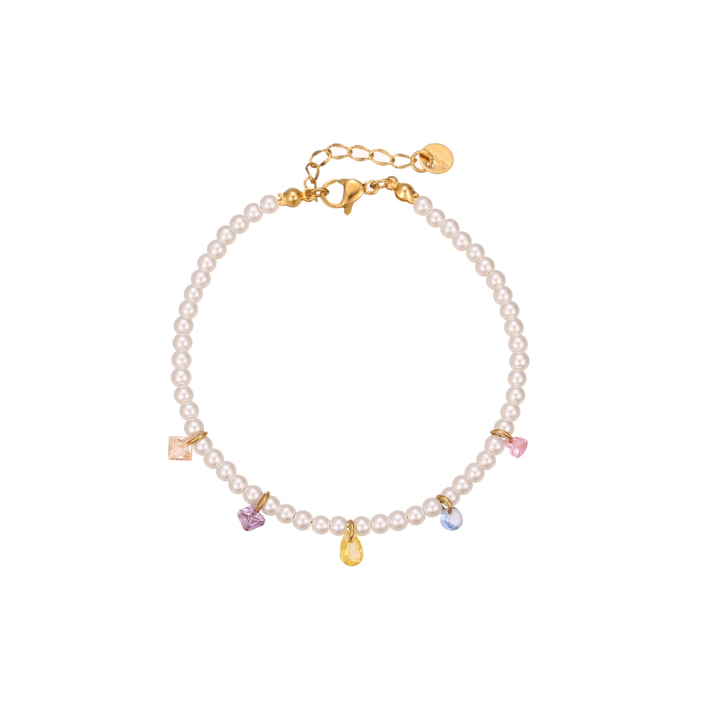 Fashionable Office-Style Geometric Pearl Pendant Necklace in Stainless Steel with Rhinestone Accents and Plated Finish for Women