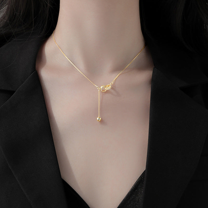 Collana da Donna Minimalista con Doppia Ghiera in Perle Geometriche Rotonde in Acciaio Titanio con Catena Box Placcata Sottovuoto