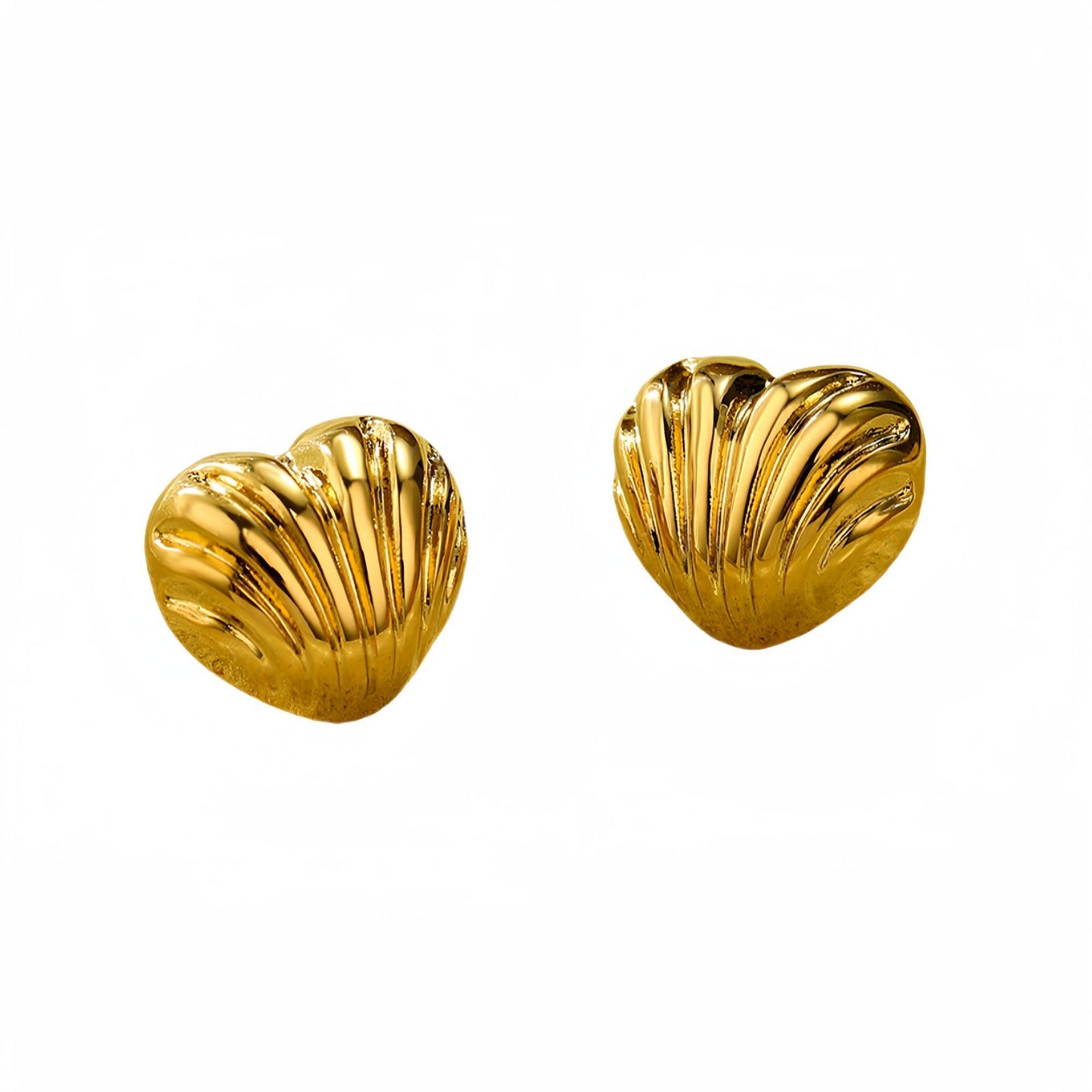 Orecchini a Cuore in Acciaio al Titanio Stile Vintage con Placcatura in Oro 18K, Accento a Strisce Minimaliste, Perno in Acciaio Inossidabile, Gioielli alla Moda da Donna per Tutti i Giorni