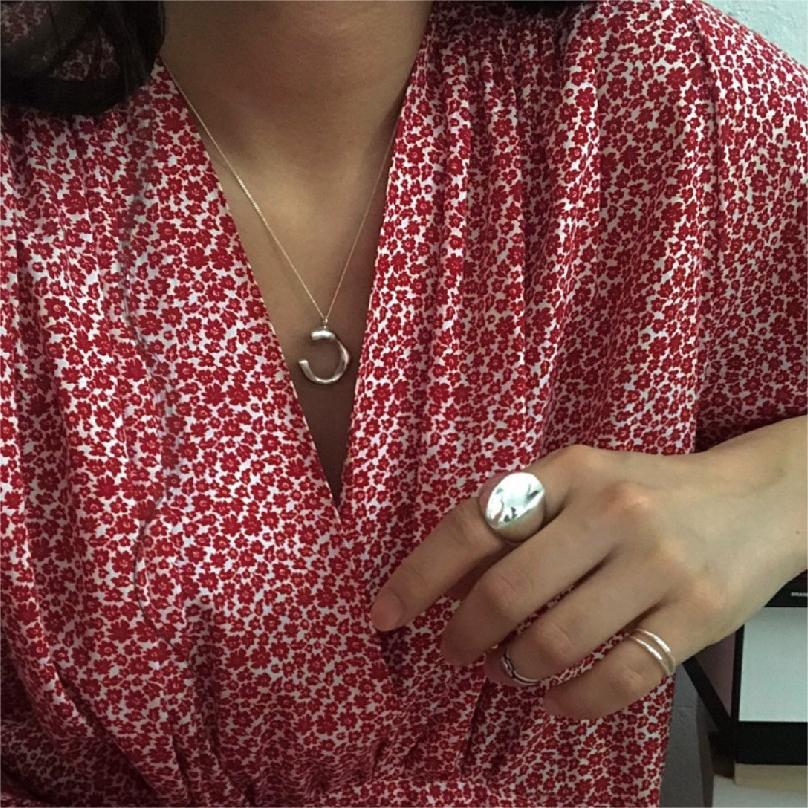 Minimalist Sweet 925 Sterling Silver Matte Geometric Necklace Snake Chain