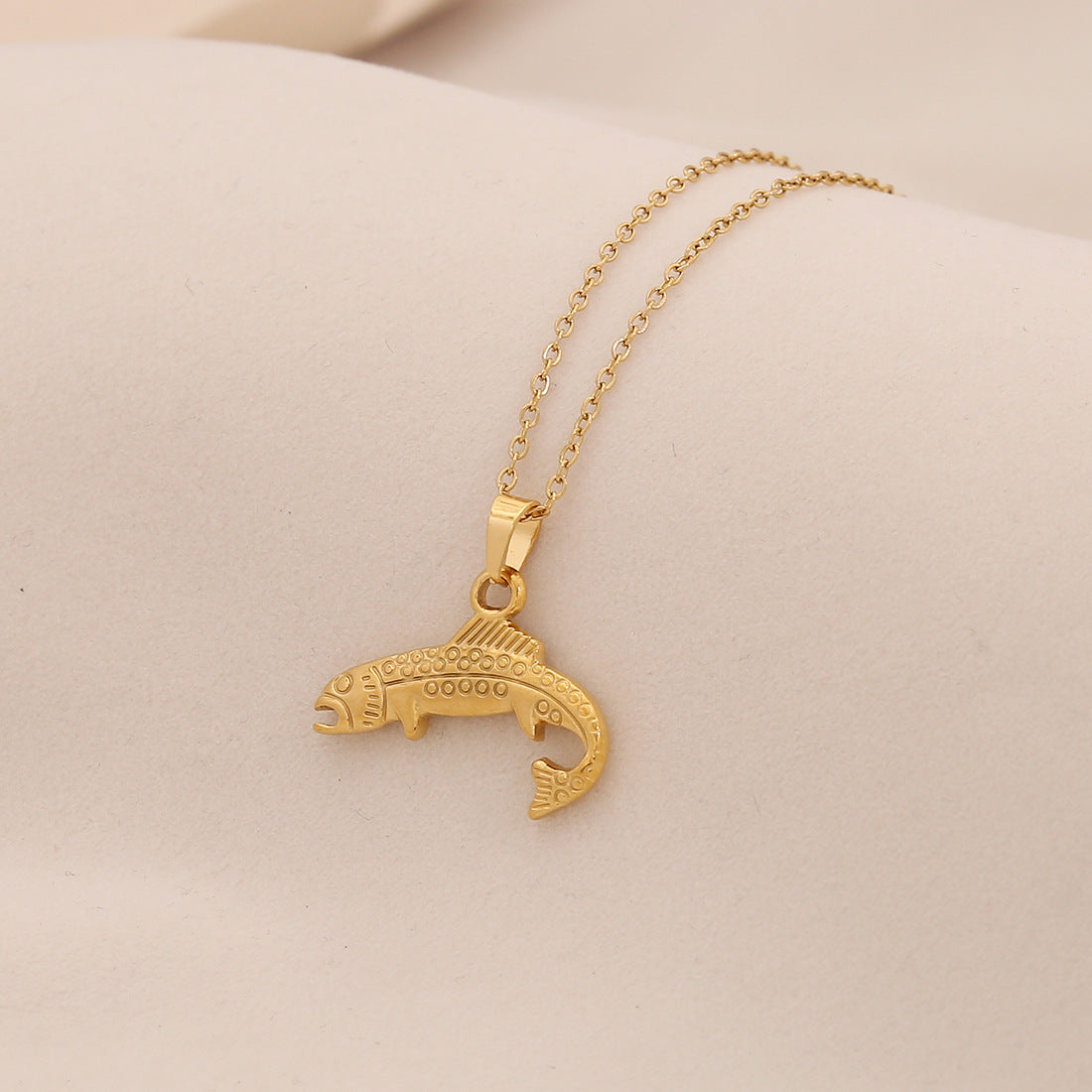 Collana con Ciondolo Unico a Forma di Pesce in Acciaio Inossidabile da Donna con Motivo Animale e Stile Minimalista