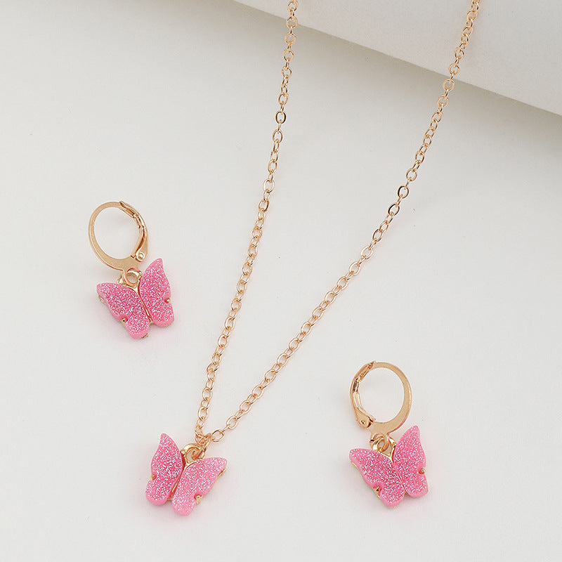 Dulce collar de mariposa para niñas, colgante de aleación con acabado chapado en cadena tipo caja, estilo gargantilla ajustable