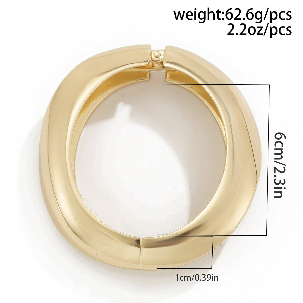 Bracciale rigido aperto geometrico minimalista da donna in lega con finitura galvanica
