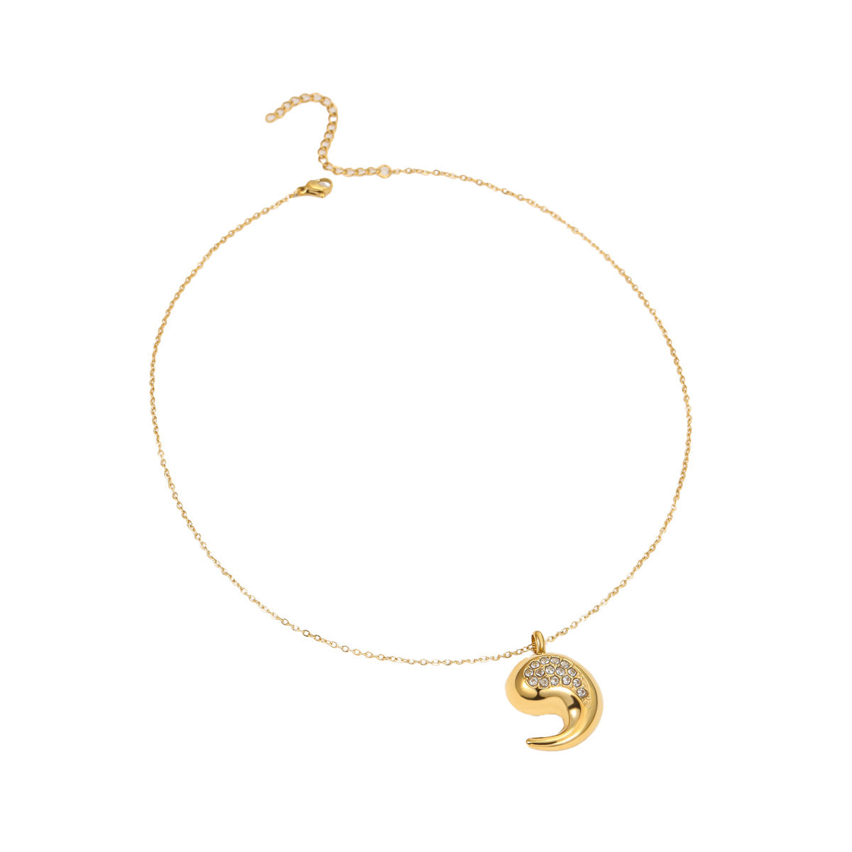 Collar de acero inoxidable con forma de lágrima, incrustaciones de circonitas y baño de oro de 18 quilates para mujer