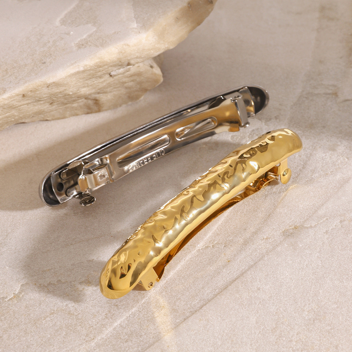 Minimalist Geometric Line Stainless Steel Hair Clip for Women with Plated Finish