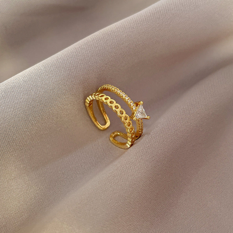 Anello in ottone a forma di corona in stile Kawaii con placcatura in oro e fascia aperta regolabile da donna