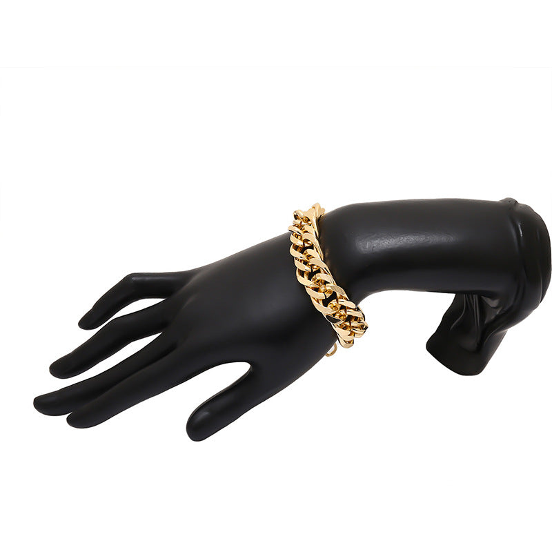 Vintage Punk Geometric Round Plated Alloy Chain Bracelet Unisex