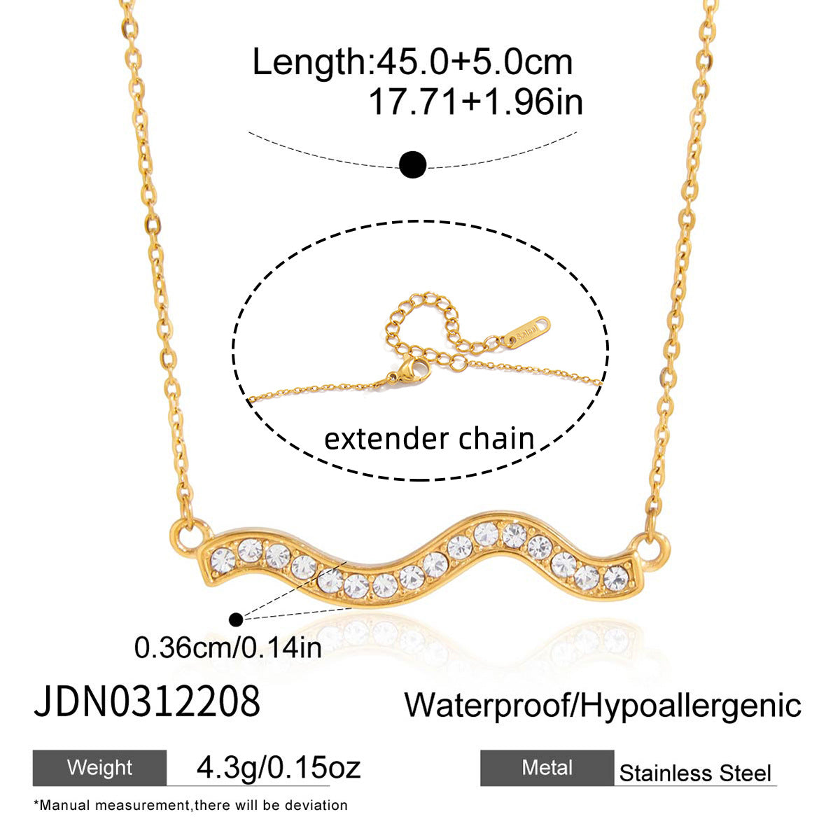 Elegant Geometric Rhinestone Inlaid Stainless Steel Necklace for Women