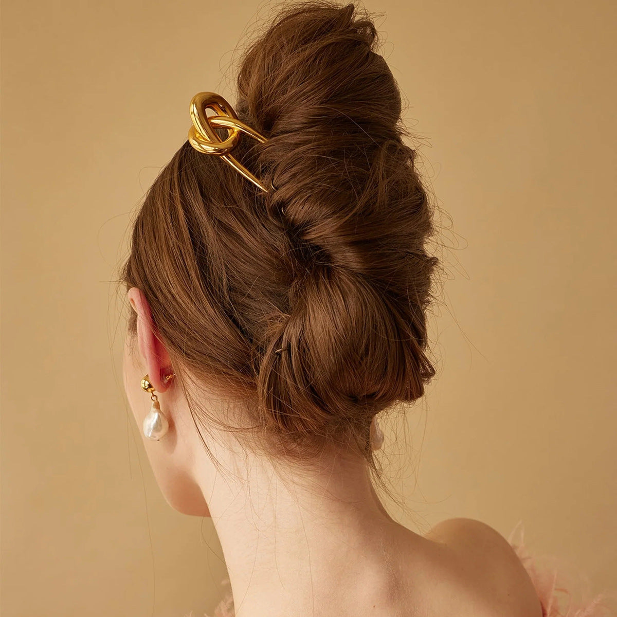 Forcina Geometrica in Acciaio Inox con Finitura Placcata per Donna Elegante Fermaglio per Capelli a U in Metallo