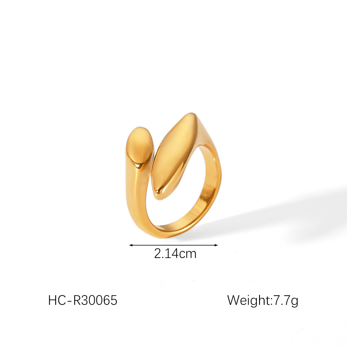 Anello aperto da donna in acciaio inossidabile placcato oro 18 carati a forma di cuore geometrico alla moda