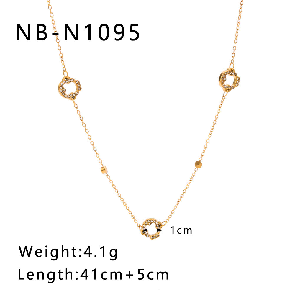 Collana Pendente a Cerchio Geometrico in Stile INS Francese Retrò in Acciaio Inossidabile con Placcatura in Oro 18K da Donna