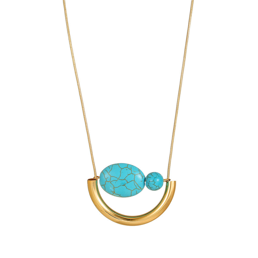 Geometric Round Ceramic Alloy Necklace Cable Chain Unisex