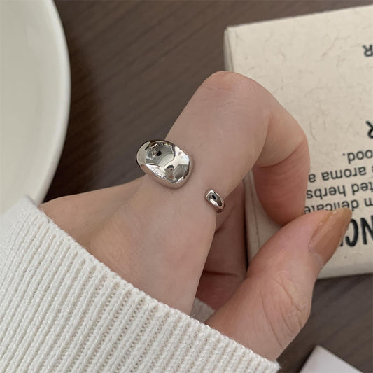 Anillo de plata de ley 925 con incrustaciones geométricas en forma de lágrima para mujer