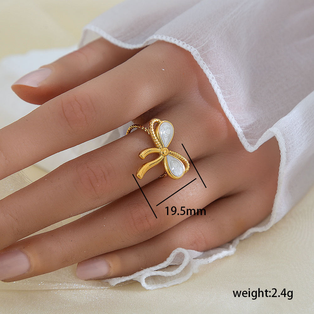 Anello Minimalista a Forma di Foglia in Acciaio Inossidabile Placcato Oro 18K da Donna e da Uomo