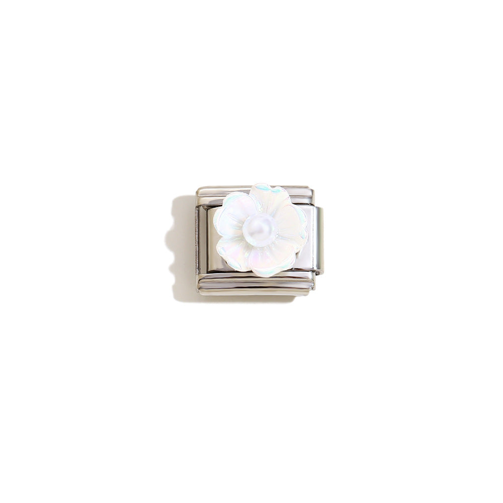 Elegant 18K Gold Plated Drip Oil Square Stainless Steel Charm Bar for Women