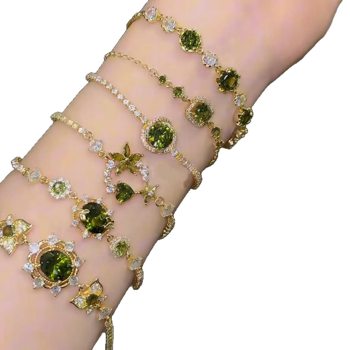 Luxury Vintage Geometric Floral Bracelet 18K Gold Plated Copper Rhinestone Inlay for Women