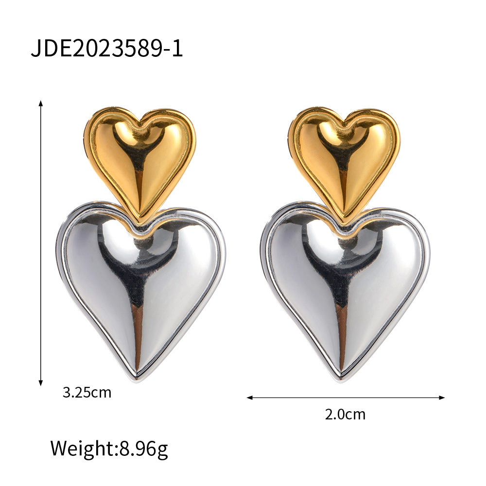 Plated Stainless Steel Heart Earrings for Women