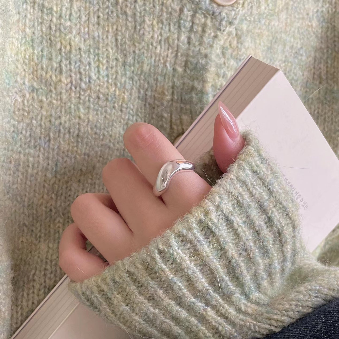 Minimalist Sweet 925 Sterling Silver Geometric Ring for Women