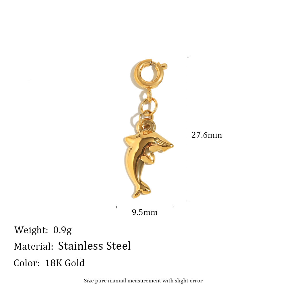 18K Gold Plated Stainless Steel Animal Charm Bar Pendant