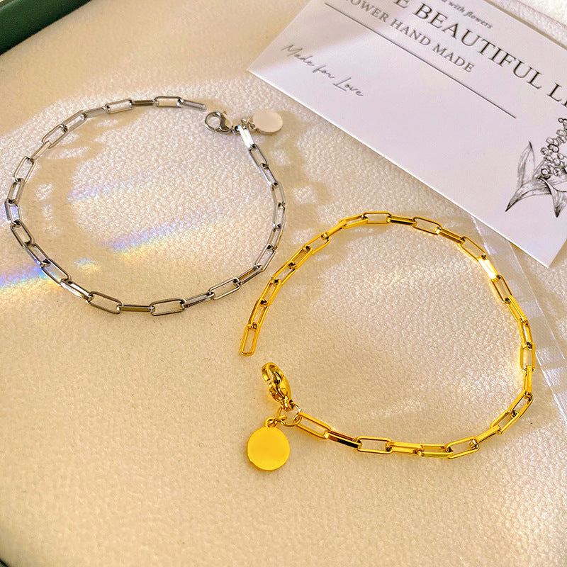 Minimalist Sweet Round Geometric Plated Titanium Steel Bracelet