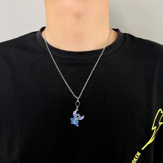 Collana con ciondolo di Stitch in resina per donna e coppia, design a stella, gioielli artigianali e minimalisti