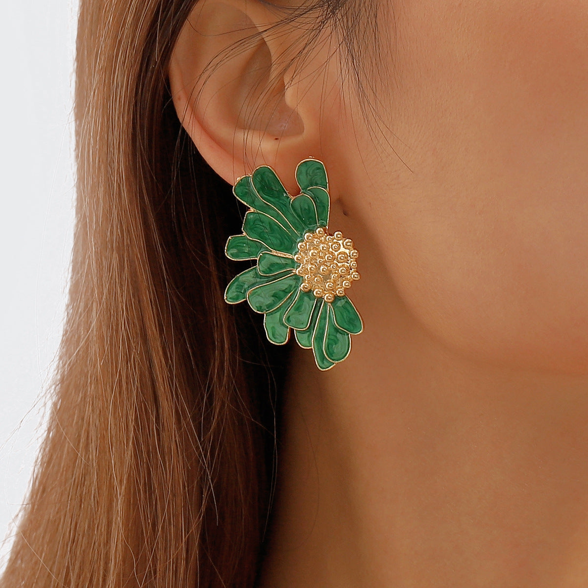 E8418 Pendientes de Aleación Florales Geométricos para Mujer Estilo Vintage Dulce-Genial Joyería Chapada