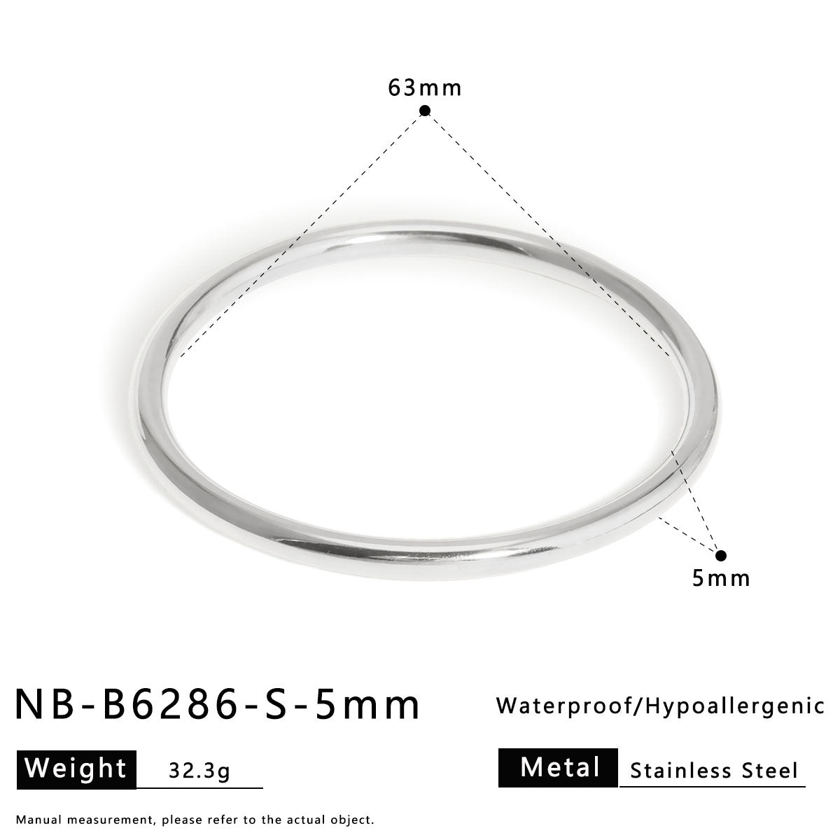 Bracciale Rotondo Minimalista Vintage in Acciaio al Titanio Massiccio da Donna con Placcatura in Oro 18K