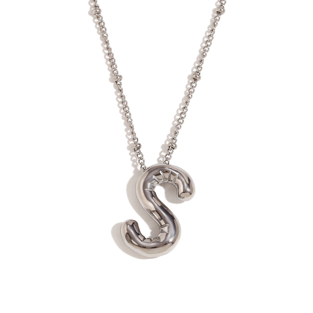 Fashionable Letter-Shaped Stainless Steel Pendant Necklace with 18K Gold Plating for Women