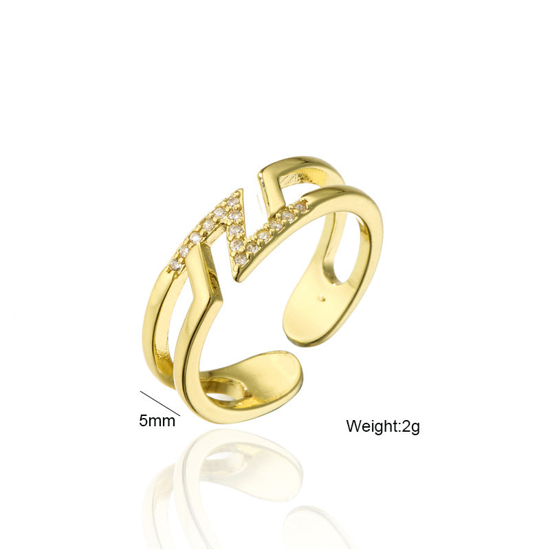 18K Gold Plated Brass Micro-inlay Geometric Ring for Women