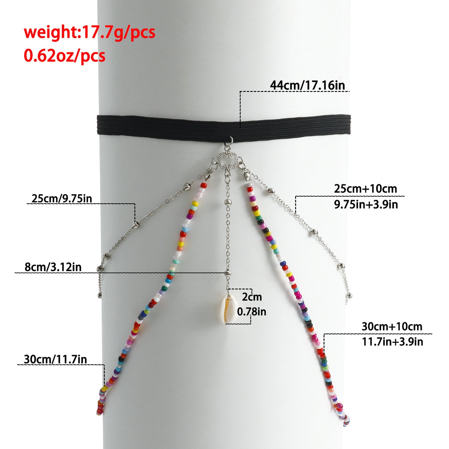 Geometric Style Alloy Anklet with Colorful Seed Beads and Pearl Accents for Women Bohemian Beach Body Chain