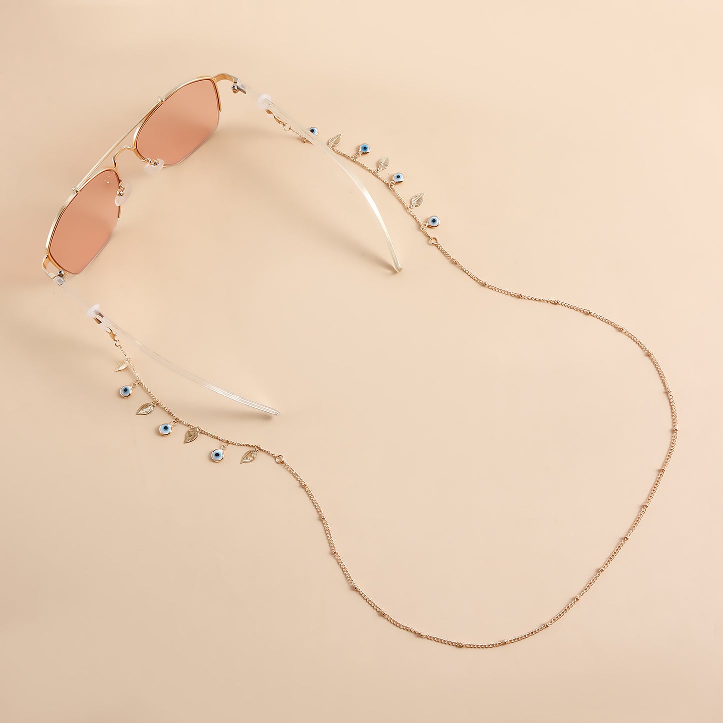 Minimalist Leaf Evil Eye Metal Face Chain for Women