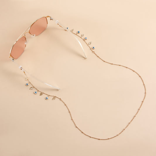 Minimalist Leaf Evil Eye Metal Face Chain for Women
