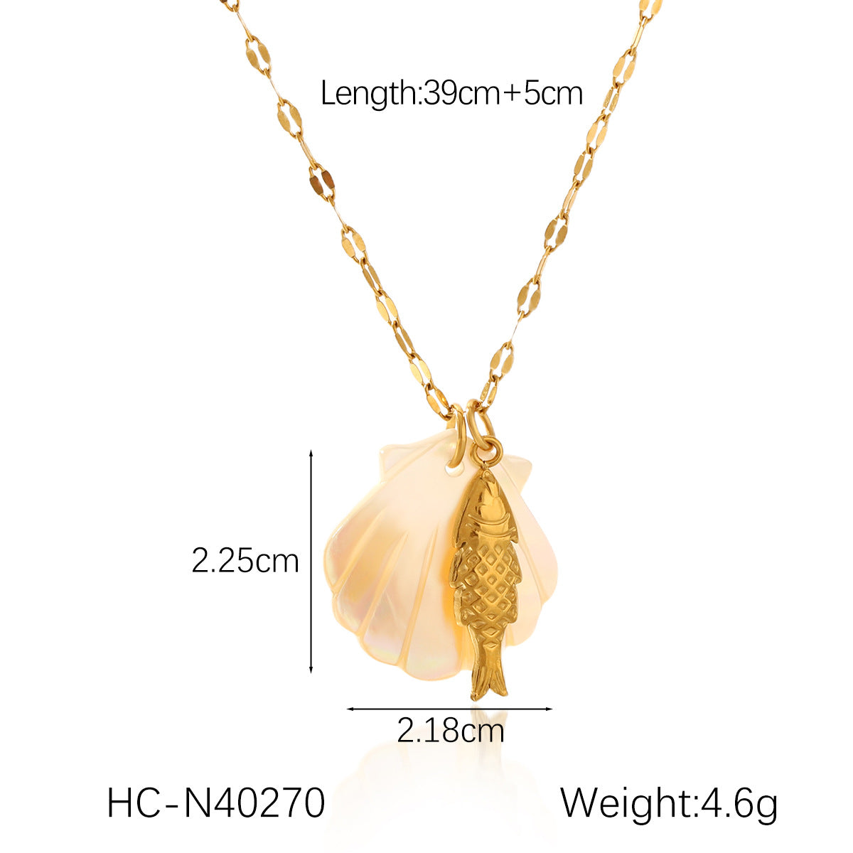 Collana da donna con ciondolo a stella marina, cavalluccio marino e conchiglia in acciaio inossidabile placcato oro 18 carati stile Ins