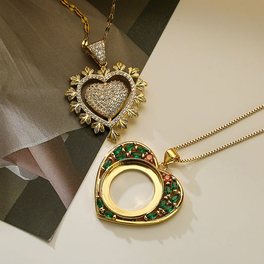 Minimalist Heart-Shaped Copper Pendant Necklace for Women with Zircon Accents, Delicate Clavicle Chain