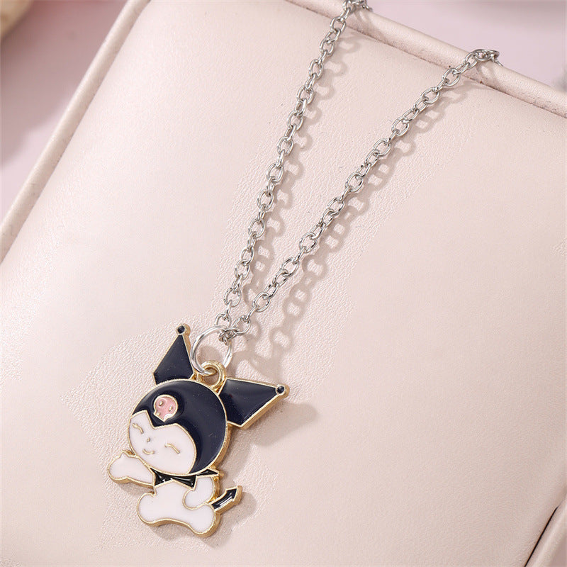 Collana Minimalista con Fiocco in Lega per Bambini con Finitura Smaltata Ciondolo a Catena in Stile Cartone Animato