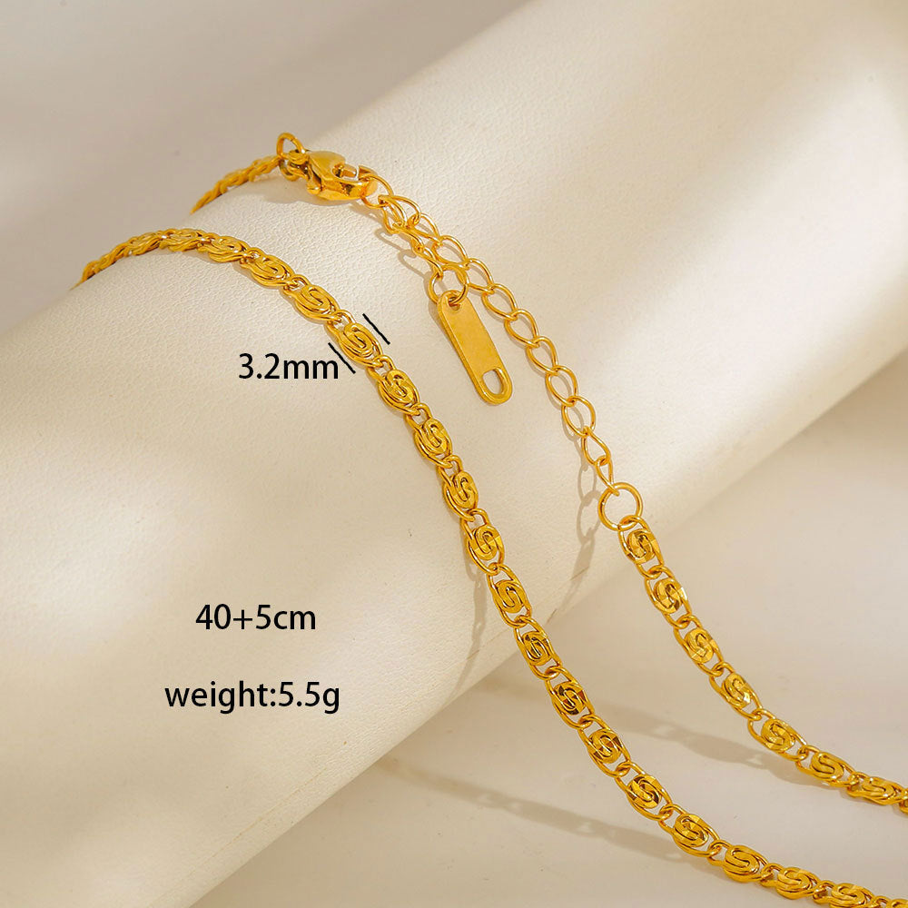 Collana con Ciondoli Geometrici Minimalisti in Acciaio al Titanio Placcato con Nappe, Charm Fai da Te per Donne