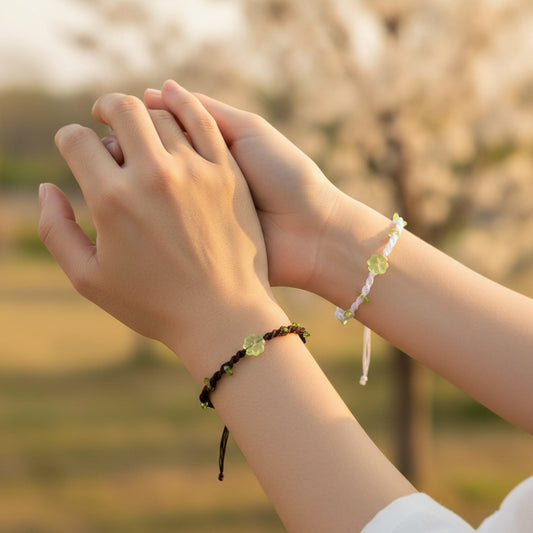 Sweet Handmade Four-Leaf Clover Leaf Bracelet for Couples