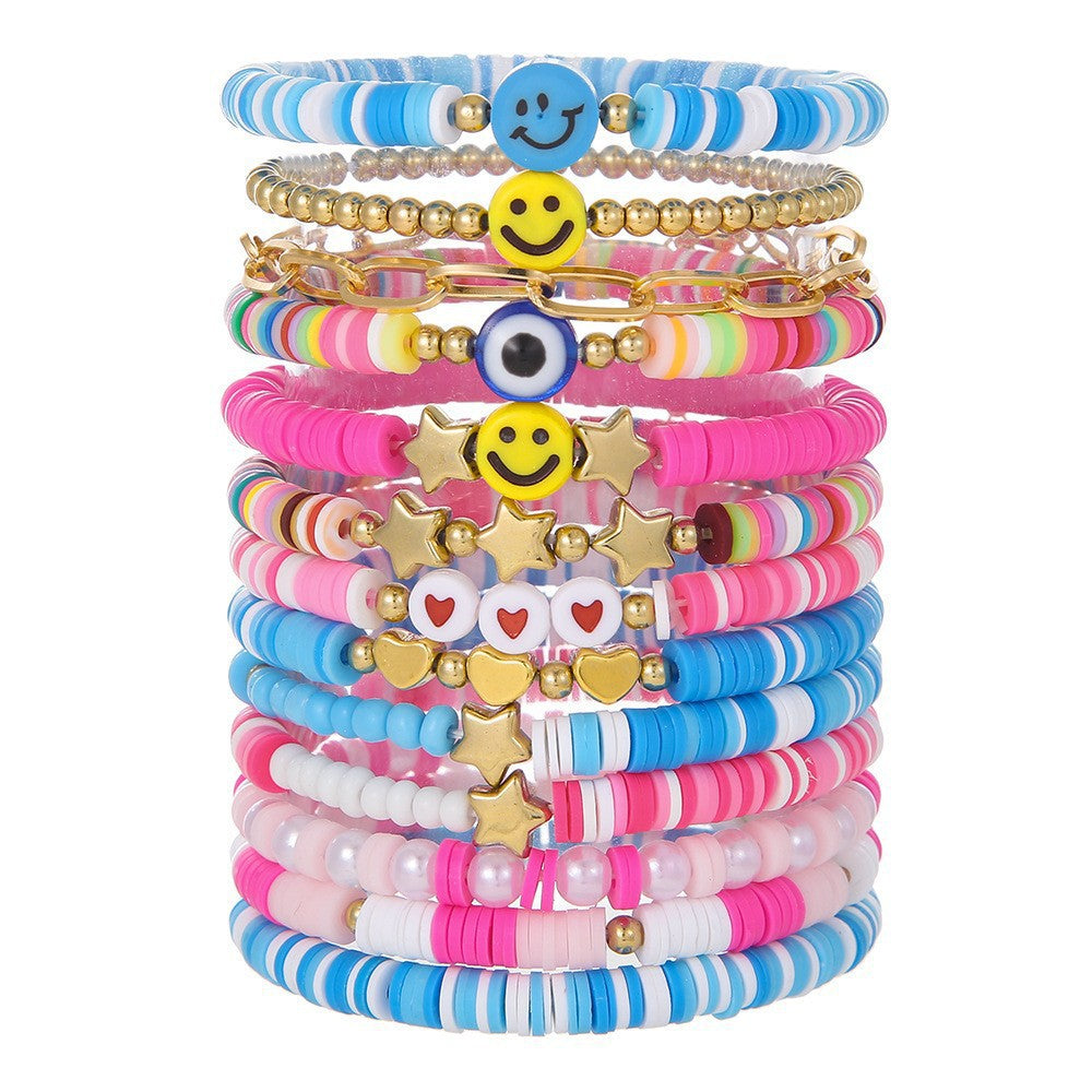 Bohemian Geometric Letter Resin Stainless Steel Brass Acrylic Bracelet Set Unisex