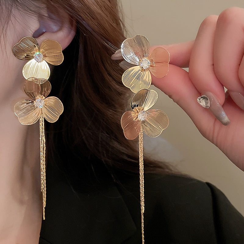 Vintage Floral Round Geometric Dangle Earrings with Silver-Plated Iron Base and 925 Sterling Silver Posts for Women