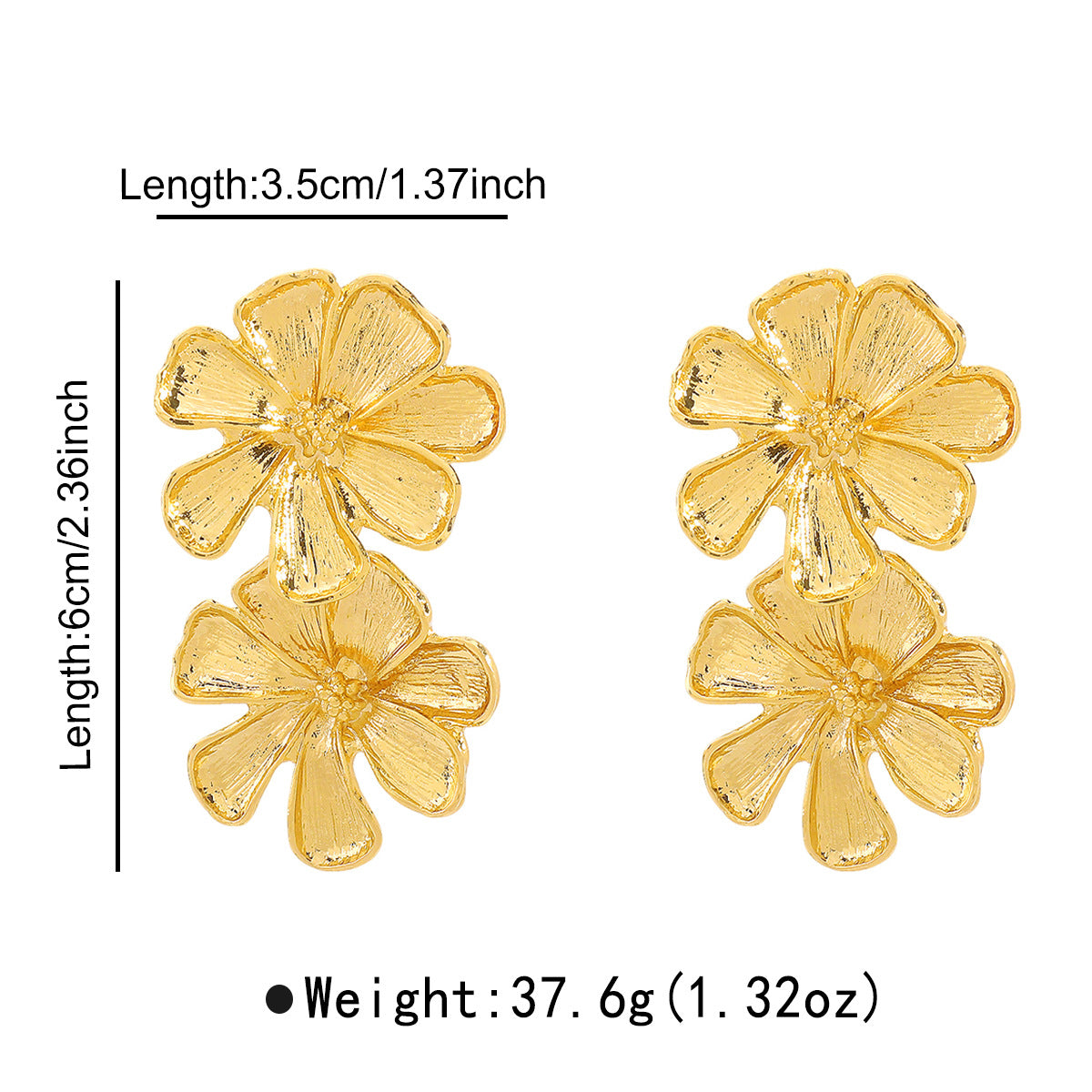 Orecchini a perno di lusso con design floreale in lega placcata per donna – Elegante e versatile motivo a fiore botanico