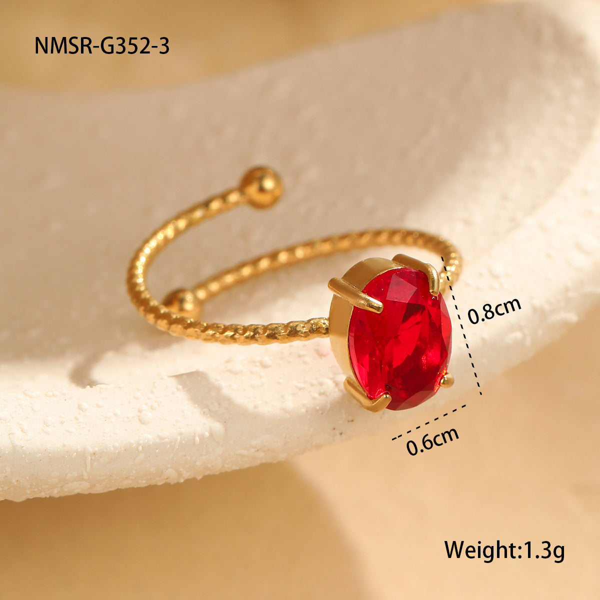 Anillo minimalista ovalado de circonita de acero inoxidable con acabado chapado para mujer, elegante para uso diario