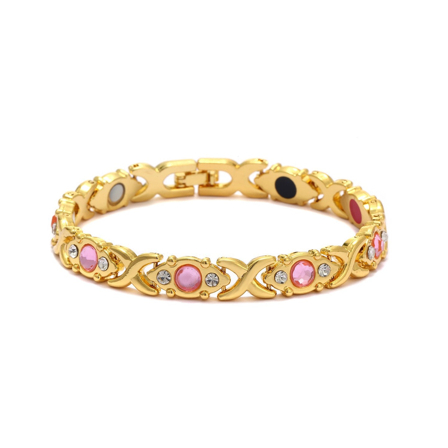 Bracciale regolabile da donna in lega placcata con strass a goccia, stile lusso minimalista