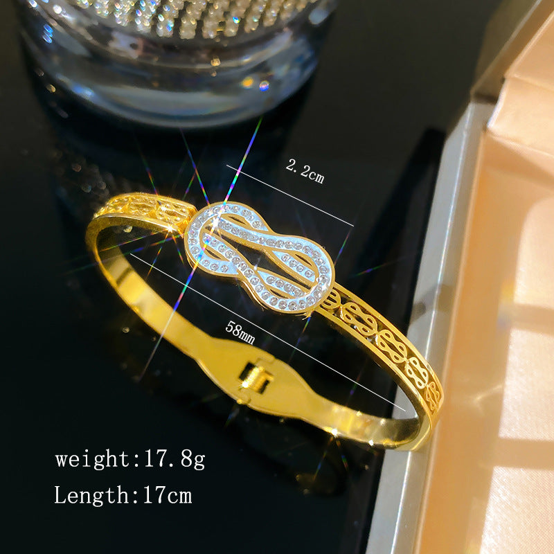 Luxury Elegant Micro-Paved Diamond Infinity Symbol Titanium Steel Bracelet for Women