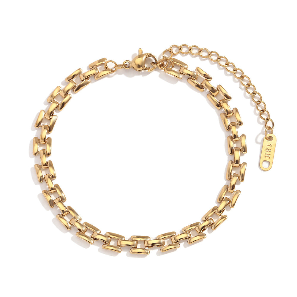 Collana con Ciondolo Quadrato Geometrico Minimalista da Donna in Acciaio Inossidabile Placcato Oro 18K
