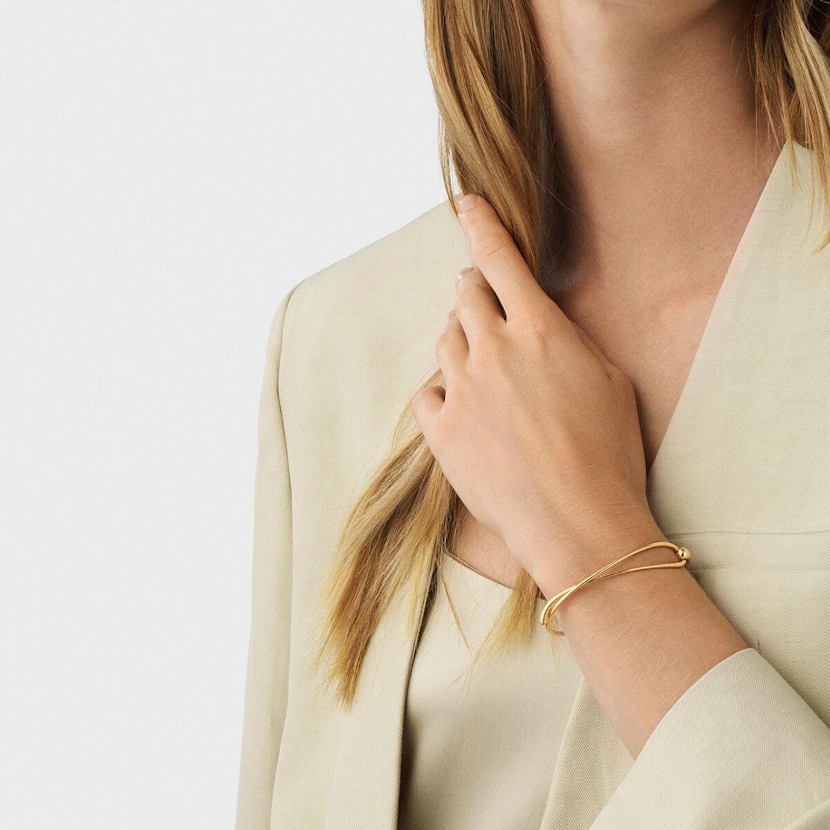 Minimalist Geometric Circle 18K Gold Plated Stainless Steel Bracelet for Women